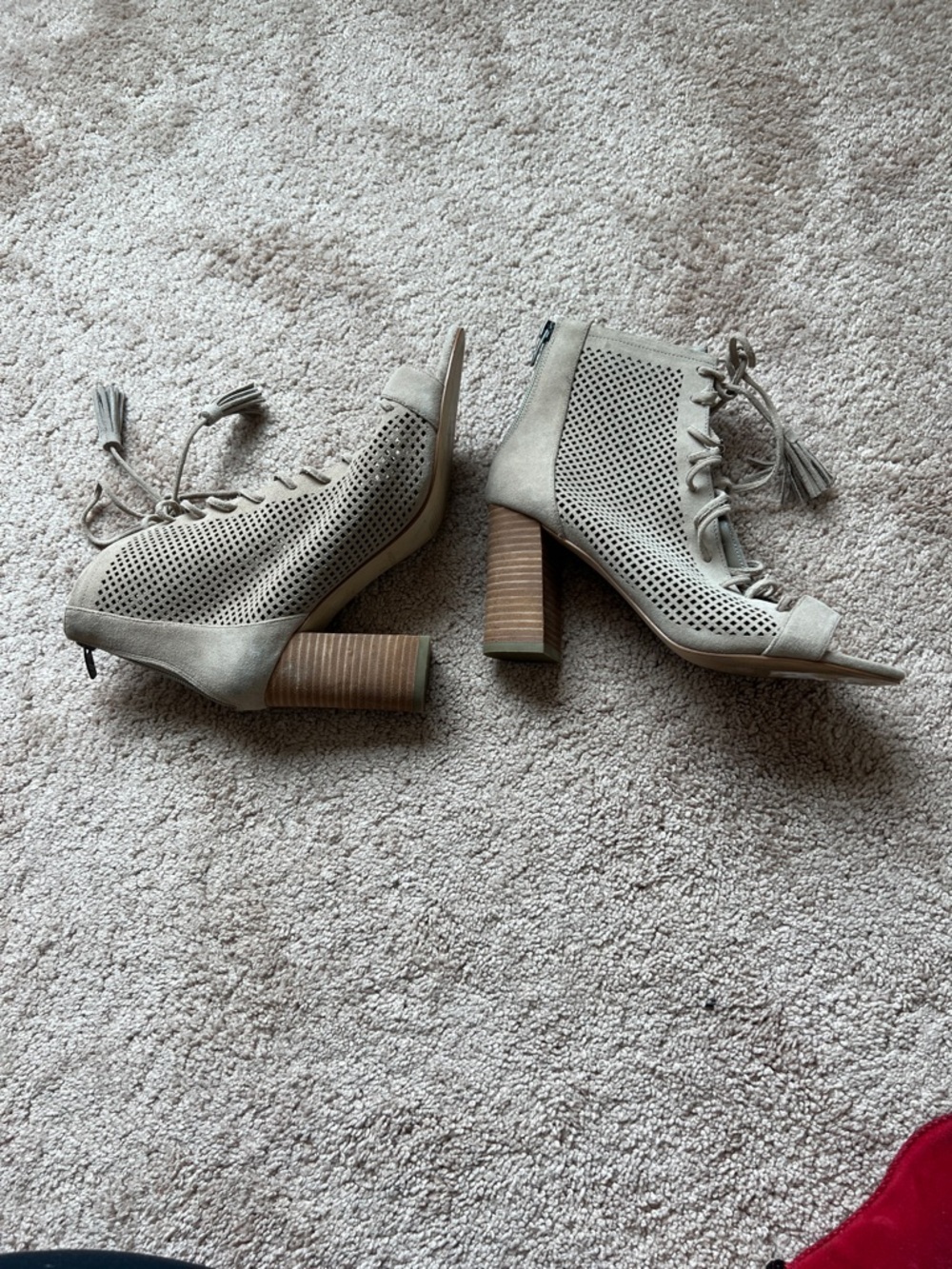 Marc Fisher Shaini Taupe Suede lace up Bootie